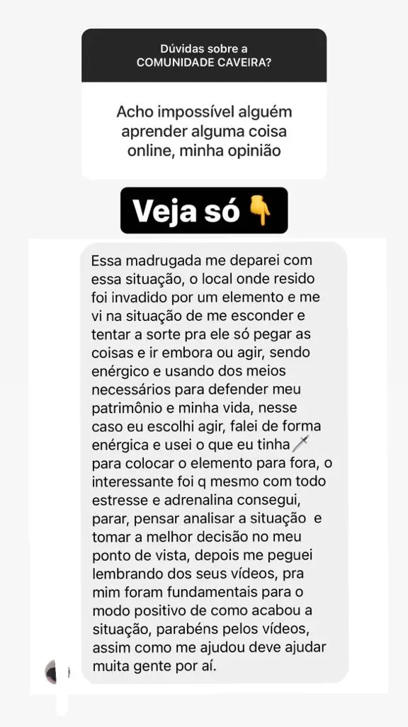 Relato de aluno sobre o Defesa Pessoal Caveira 2.0