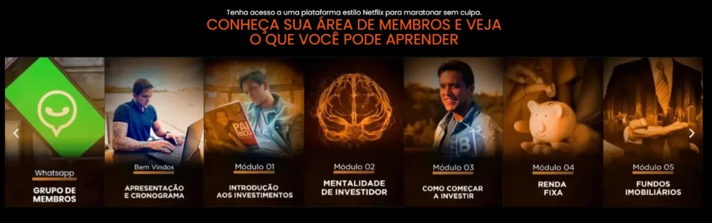 Clube Invest com 12 módulos e 150 aulas