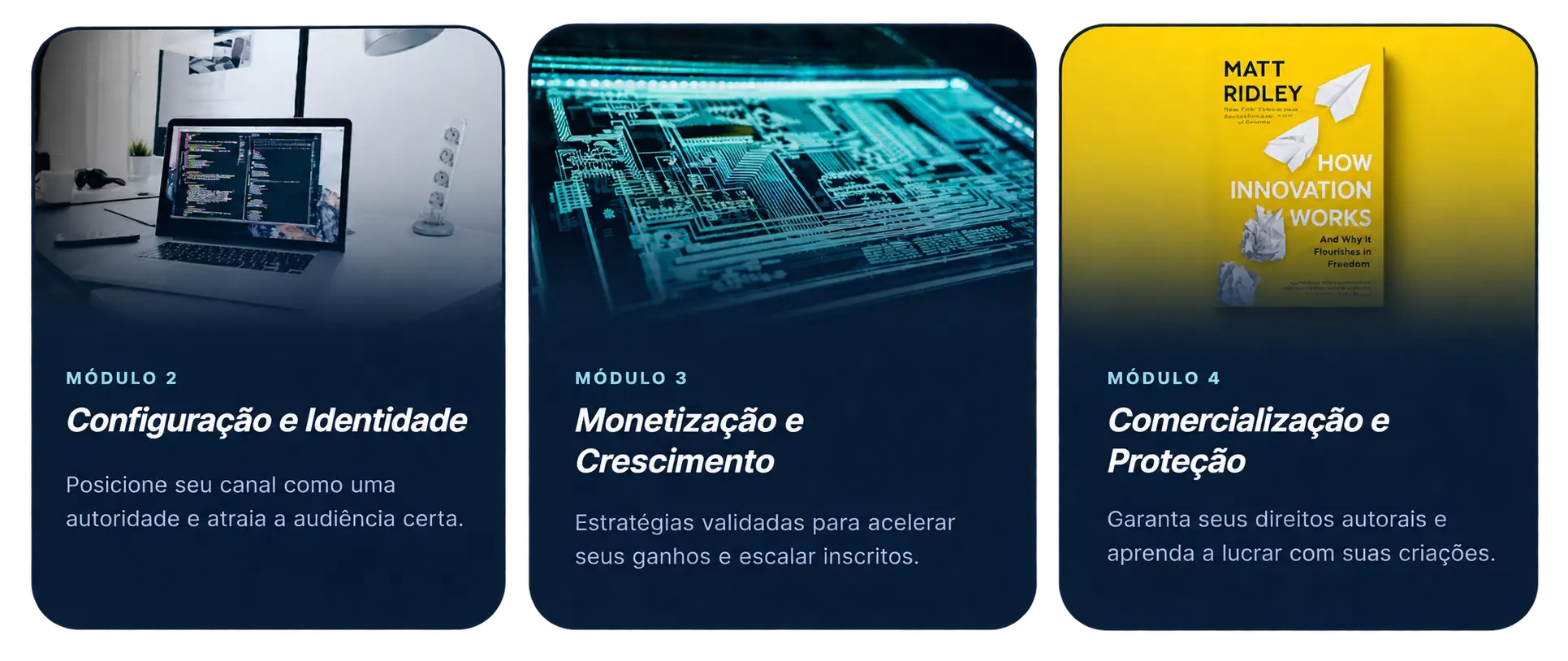 Módulos do Impulso Musical sobre identidade, monetização e direitos autorais
